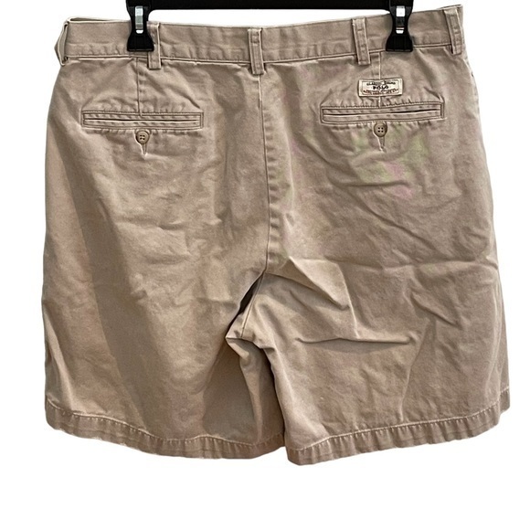 Polo Ralph Lauren Men Sz‎ 34 Tyler Short Pleated Casual Shorts Cotton Beige - Picture 2 of 5